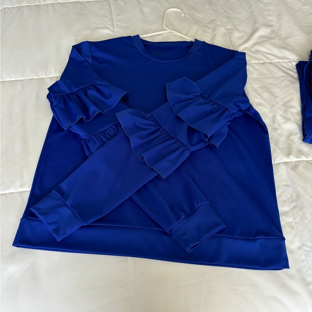 Blue Ruffle Jogger Set